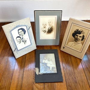 Vintage Family Photo Black & White Photograph Lot in Paper Frames from the 1950s