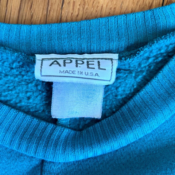 Vintage Appel 70s Teal Midi Dress Long Sleeve Med… - image 6