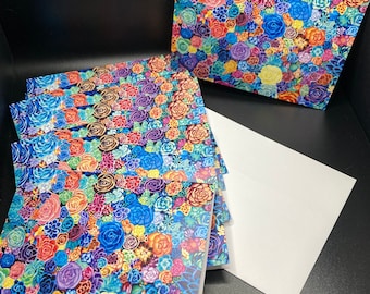 12 Blank Note Cards and Envelopes,Floral Blank Cards, Blank Greeting Cards, Floral valentine Cards, Floral Greeting Cards, Gifts for Friends