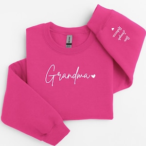 Personalized Grandma Sweatshirt with Grandkids Names on Sleeve, Mothers Day Gift, Birthday Gift for Grandma, New Grandma Sweater