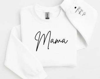 Sudadera personalizada para mamá con nombres de niños en la manga. Idea de regalo personalizada para mamá.