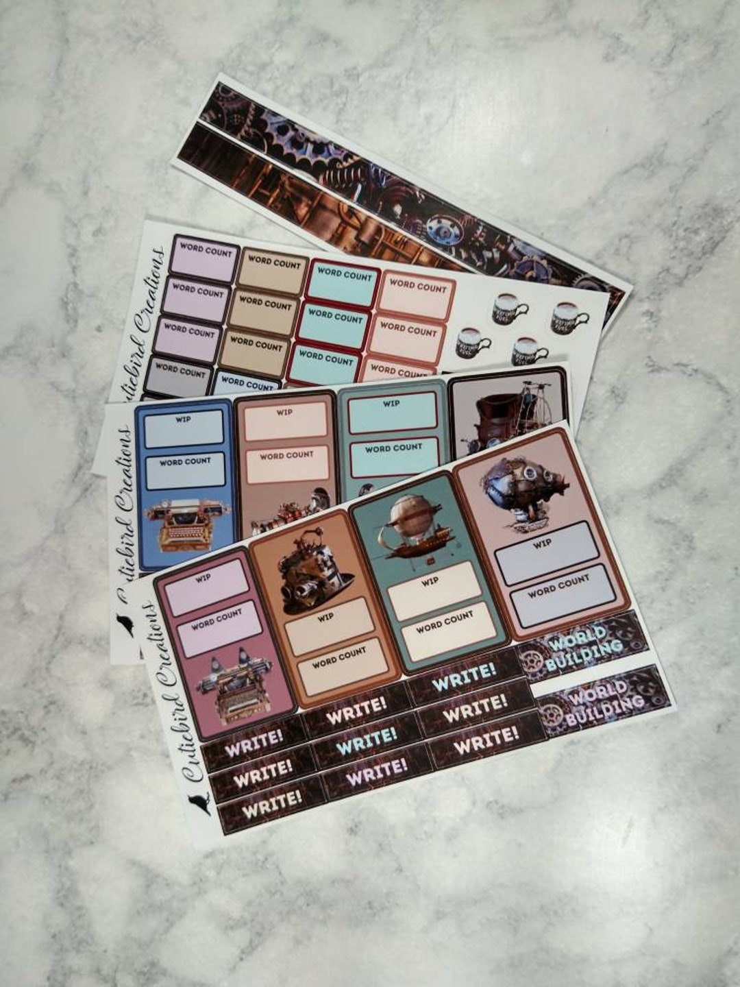 Steampunk Nanowrimo Writing Stickers Scifi Fantasy Planner, Author