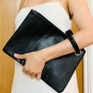 Black Clutch Bag | Red Clutch Bag | Wristlet Bag | Faux Leather | Large Clutch Bag