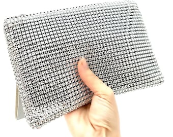 Rhinestone clutch bag | Silver clutch bag