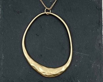 Long Gold / Silver Circle pendant necklace | Round necklace