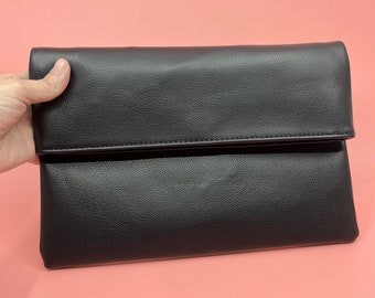 Black Clutch Bag | Ladies Envelope Bag | Wristlet Bag | Faux Leather | Large Clutch Bag
