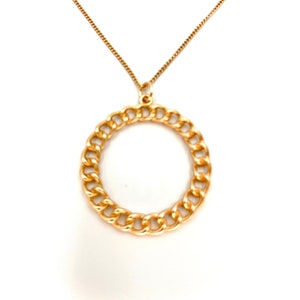 Long Gold necklace | silver Circle Necklace | Large pendant necklace