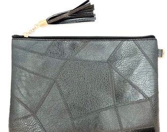 Black Clutch Bag | Ladies Envelope Bag | Wristlet Bag | Faux Leather | Large Clutch Bag