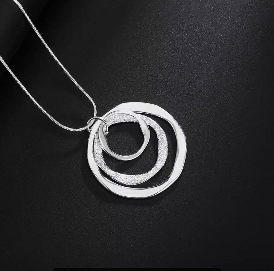 Three Circle Pendant Chain Frosted Necklace Round Necklace L Etsy UK