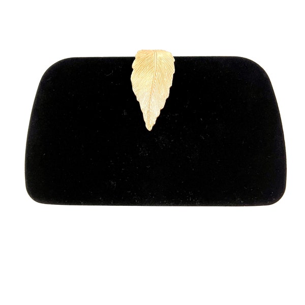 Black velvet clutch bag | Black velvet purse | Gold clutch bag