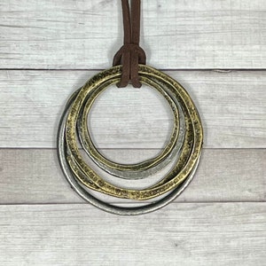Big Round Pendant | Rope Chain Necklace | Gold Silver Circle Pendant ...