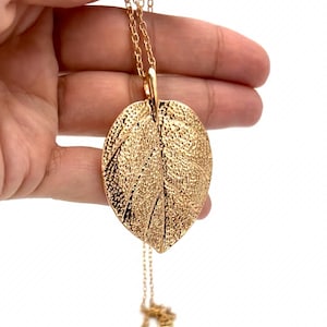 Gold Leaf Pendant Necklace | Lightweight Pendant | Chunky Jewellery | Boho Jewellery | Gift For Her