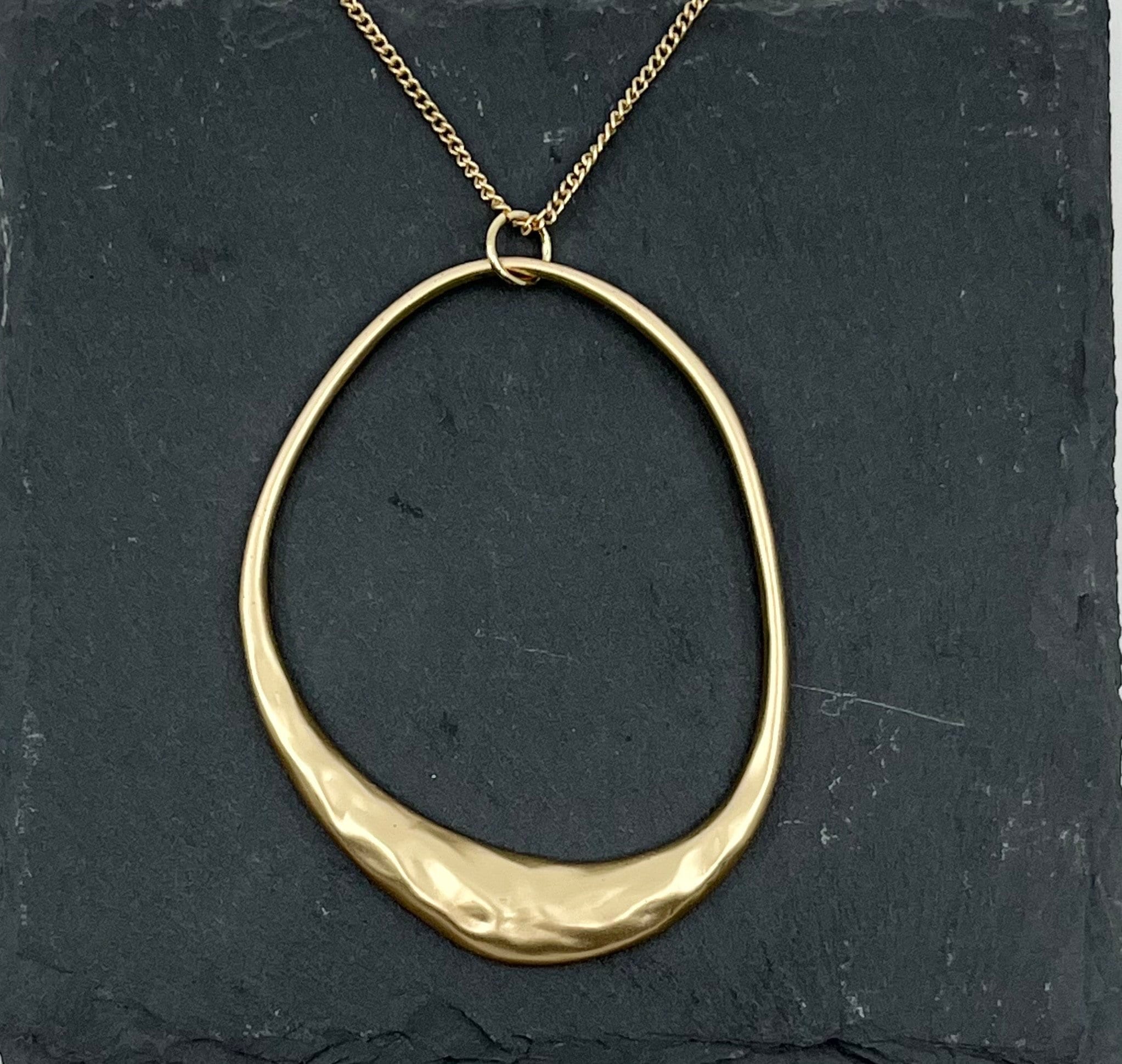 Long Gold / Silver Circle pendant necklace | Round necklace
