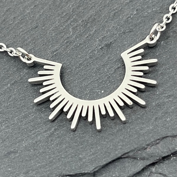 Silver sun pendant necklace | Gold sun pendant necklace | Sunburst Necklace
