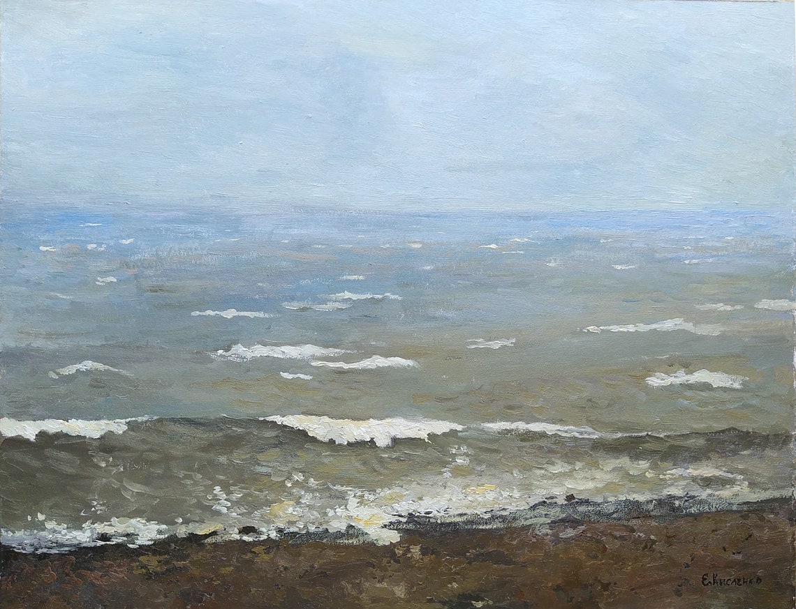 Texas Coastline Painting Original Art Whitecap Beach Seascape  Etsy