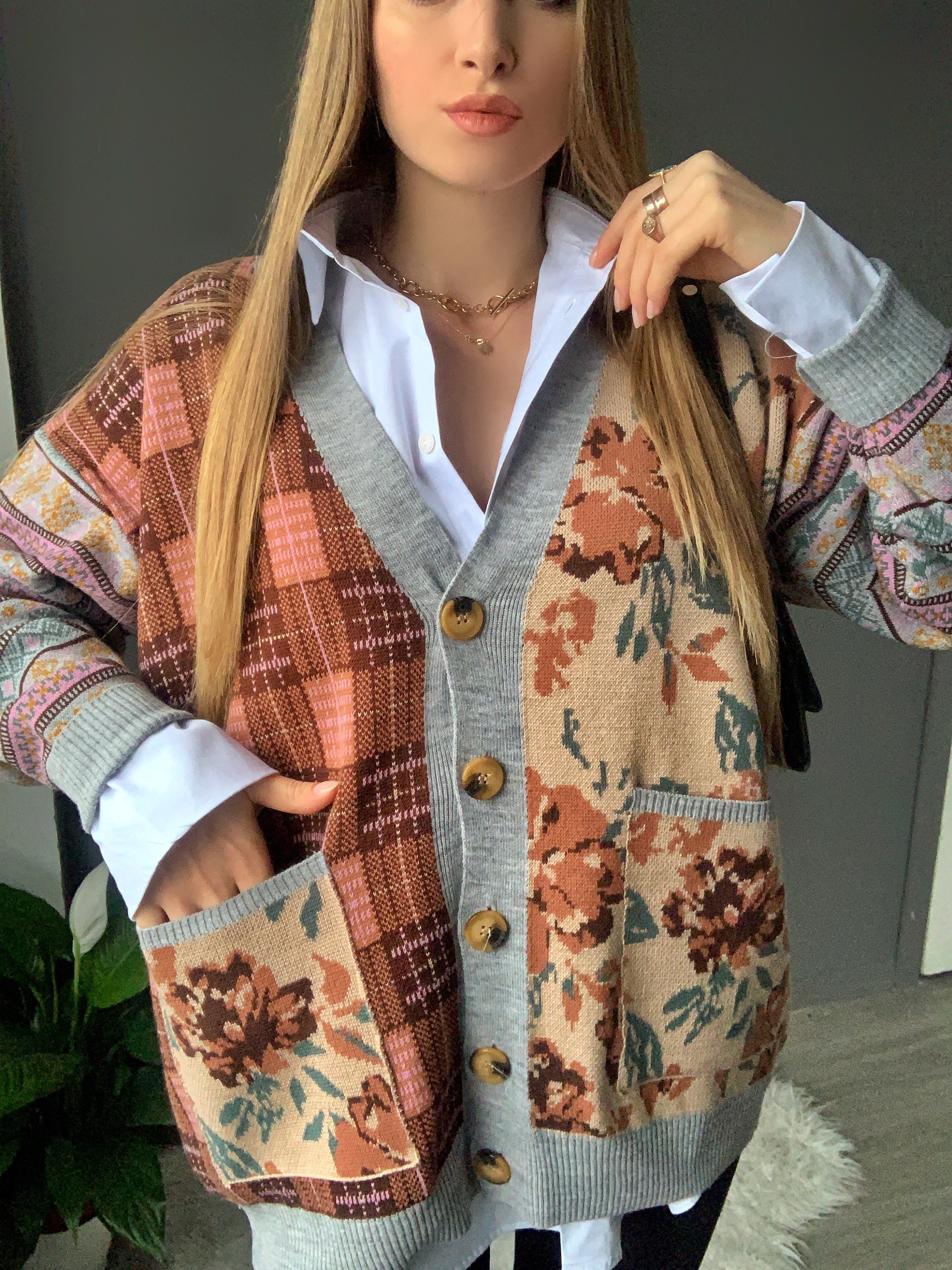 ANDORABOUTIQUE Multicolored Ethnic Patterned Cardigan , Women cardigan,coat,Sweater,Jacket