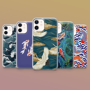 Koi Fish Phone Case Chinese Art Cover for iPhone 15, 14, 13, 12, 11, Samsung S24Ultra, S23FE, S22, A15,A54,A25,A14, Pixel 8A,8Pro,7A,7Pro,6A