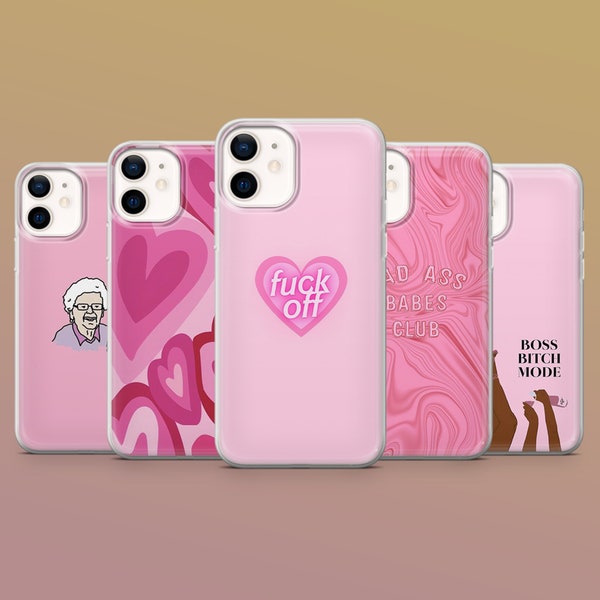 Pink Vibes Phone Case Girl Boss Cover for iPhone 15, 14, 13, 12, 11, Samsung S24Ultra, S23FE, S22,A15, A54,A25,A14, Pixel 8A,8Pro,7A,7Pro,6A