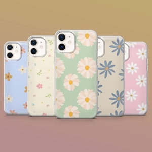 Pastel Phone Case Daisy Floral Case for iPhone 15 14 13 12 11, Samsung S24Ultra, S23FE, S22, A15, A54, A25, A14, Pixel 8A, 8Pro, 7A 7 Pro 6A