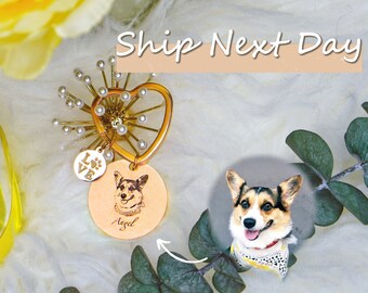 Custom Pet Portrait Engraving Keychain: Dog or Cat Memorial Gift, Remembrance Gift