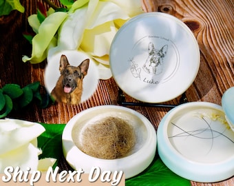 Custom Engraved Porcelain Pet Memorial Jar, Ceramic Keepsake Container for Fur, Teeth, Whiskers