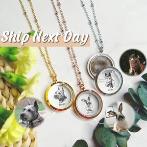 Engraved Pet Portrait Necklace: Hair Keepsake Memorial Jewelry
