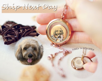 Custom Pet Memorial Necklace, Handmade Fur Keepsake Locket, Personalized Unique Pet Loss Gift