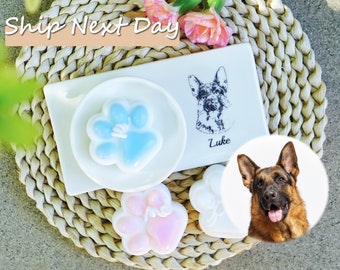 Pet Memorial Candle Set: Engraved Portrait Ceramic Tray, Pet Sympathy Gift