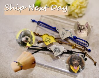 Custom Hand Drawn Pet Portrait Bracelet, Pet Memorial Keepsake Gift, Jewelry for Animal Lovers