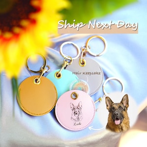 Custom Pet Portrait Keychain: Hair Keepsake, Memorial Gift