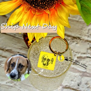 Pet Memorial Keychain Personalized Dog Memorial Gift with Custom Portrait Engraving Gift for Him