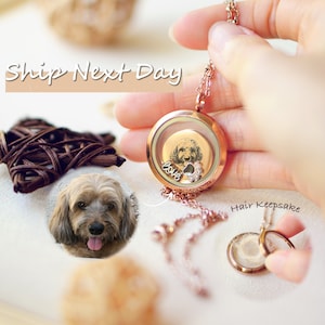 Personalized Pet Memorial Necklace: Engraved Portrait, Dog/Cat Hair Keepsake