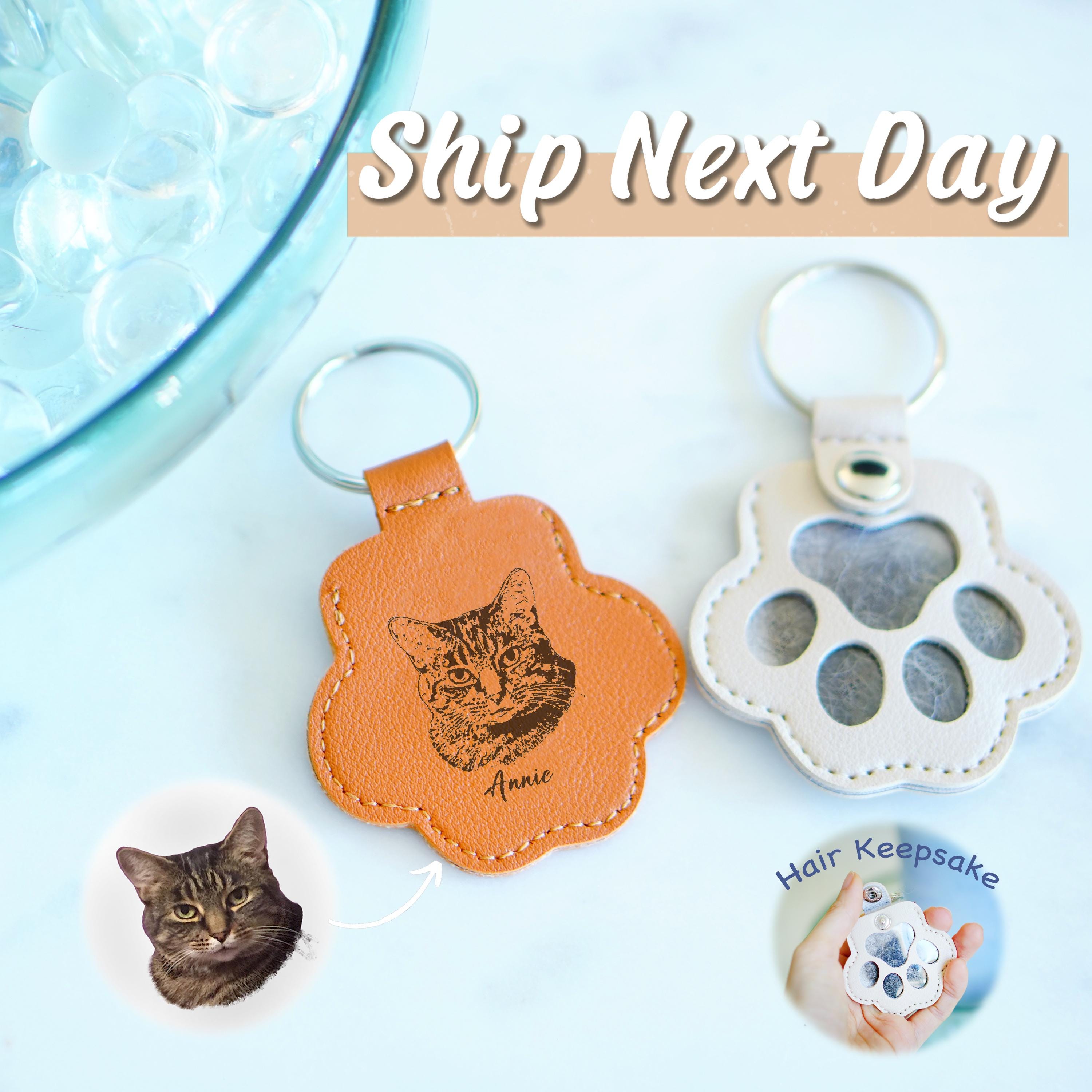 Pet Memorial Hair Keepsake Keychain with Custom Portrait Pet Sympathy Gift Dog Cat Bag Charm Pet Owner Gift