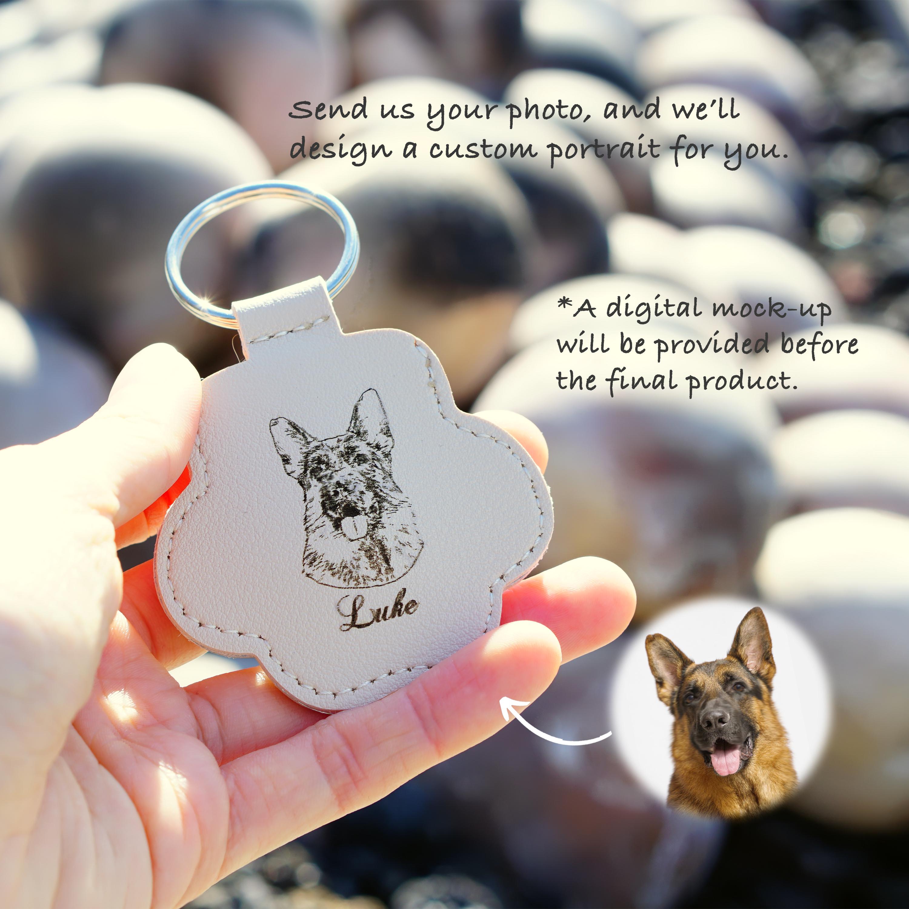 Pet Memorial Hair Keepsake Keychain with Custom Portrait Pet Sympathy Gift Dog Cat Bag Charm Pet Owner Gift