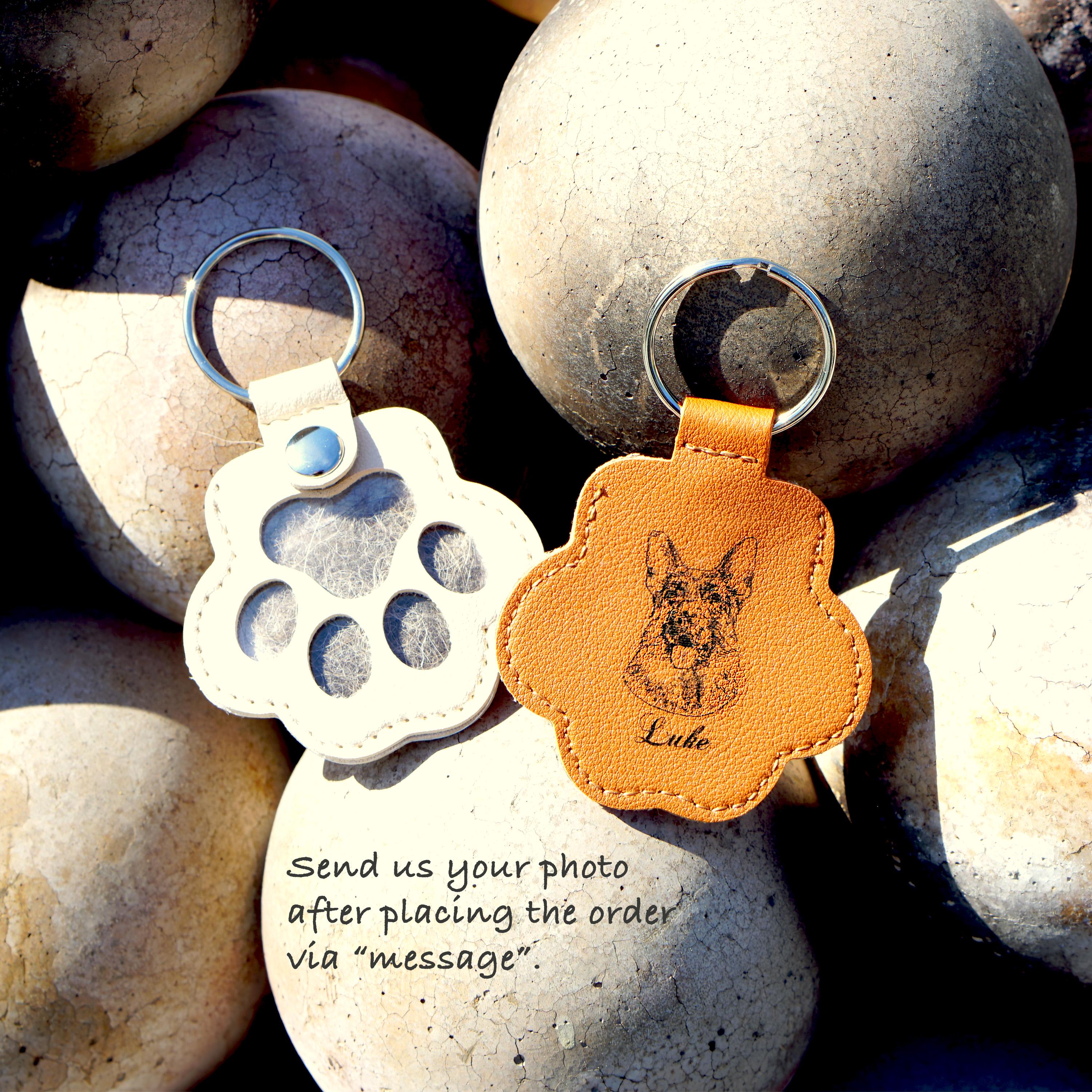 Pet Memorial Hair Keepsake Keychain with Custom Portrait Pet Sympathy Gift Dog Cat Bag Charm Pet Owner Gift