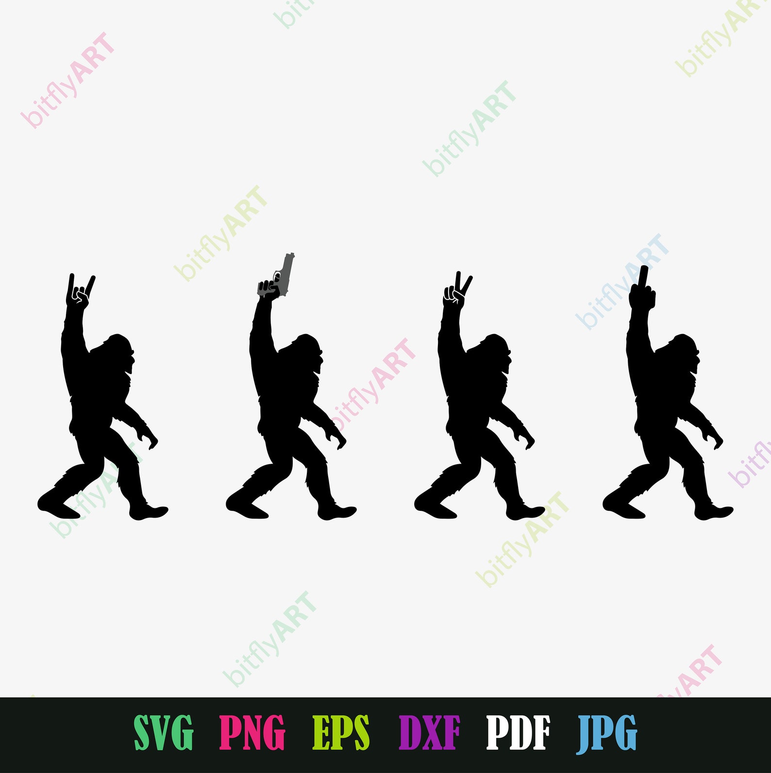 Bigfoot SVG Bundle Sasquatch Bigfoot Gun Silhouette SVG Middle Etsy