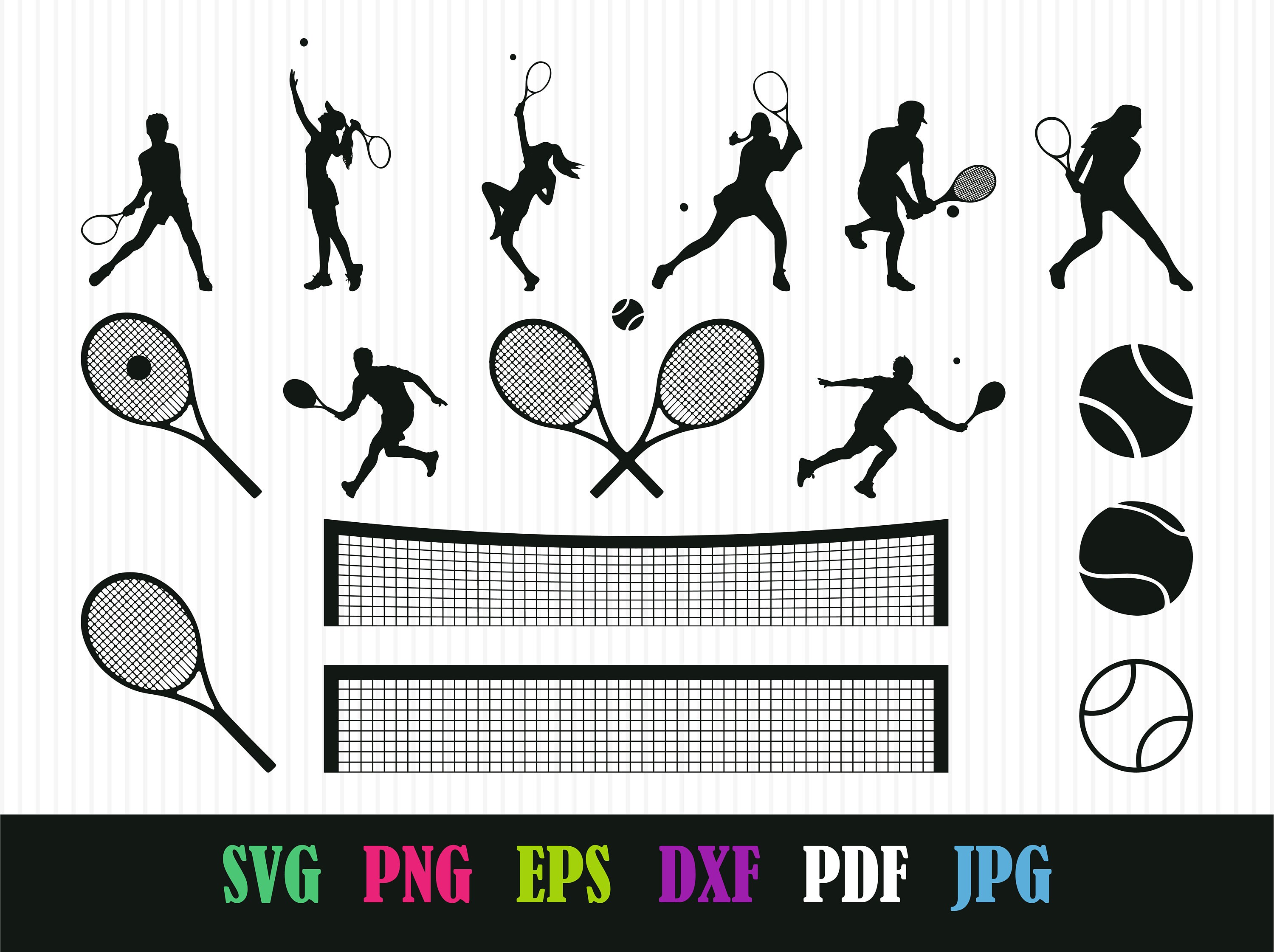Tennis SVG Bundle Tennis Player Silhouette Sport SVG Racket Etsy