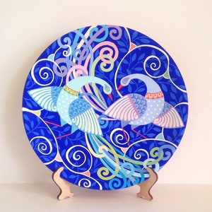 Decorative plate Two Peacocks, ceramic wall art, home decor, hanging plate, pottery plate, Armenian art, Armenian souvenir, gift, modern image 1