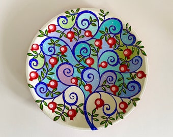Ceramic wall plate, decorative wall plate, ceramic plate, hanging plate, modern ceramics, hand paintedplate, handmade plate, birthday gift