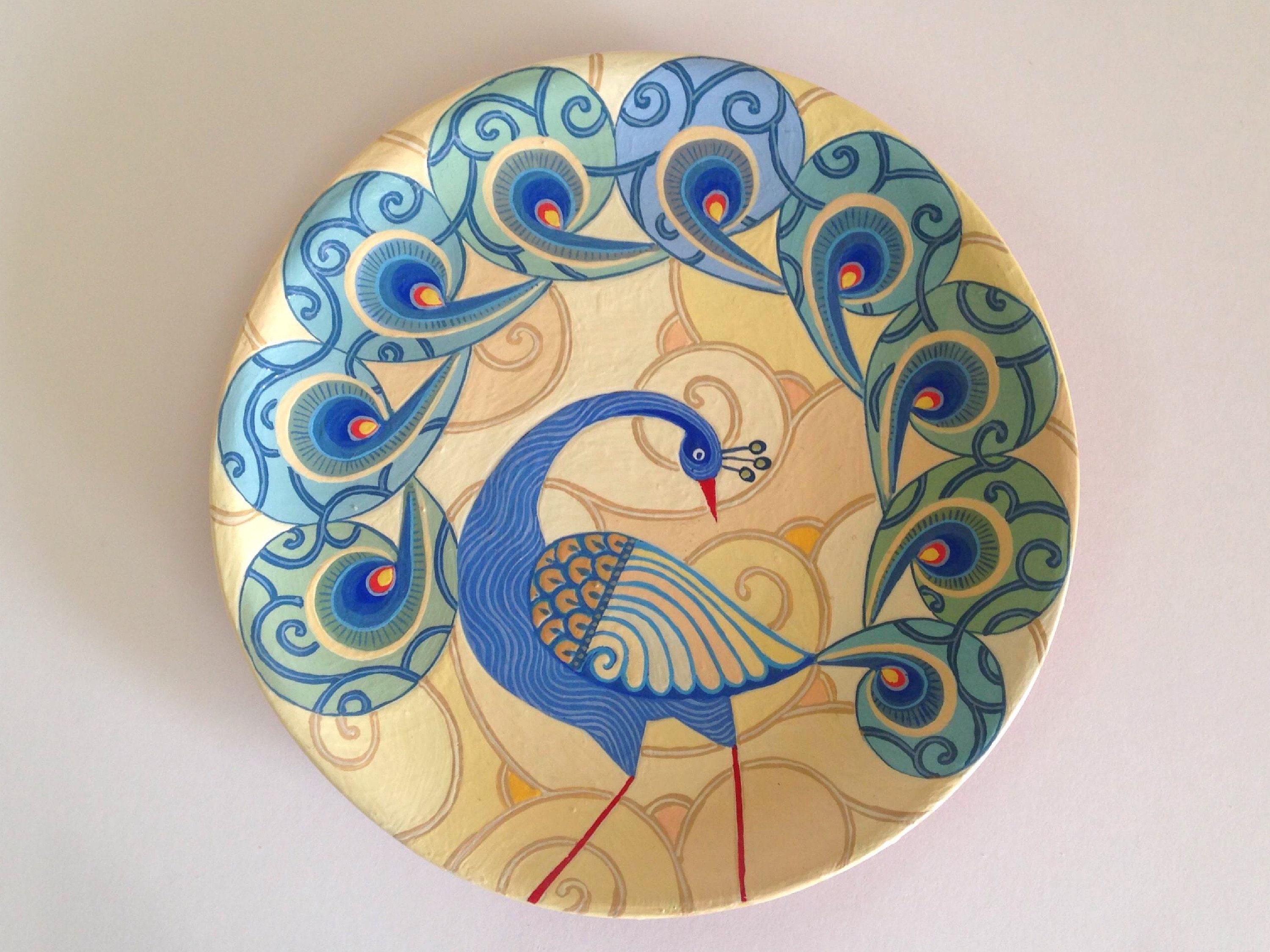 Decorative plate Peacock ceramic wall art Etsy