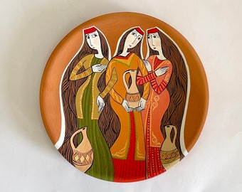 Ceramic plate "Armenian Beauties", decorative plate, wall art, pottery plate, hanging plate, ceramic bowl, modern ceramics, Armenian art