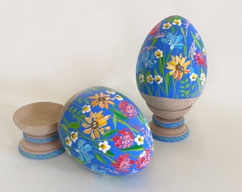 Wooden Egg, Easter egg, Easter decor, art on an egg, art on wood, Armenian art, Armenian artist, Gift for Easter, gift for Mother's day, art