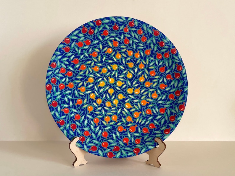 Decorative plate Pomegranates, ceramic wall art, pottery plate, housewarming gift, Arnenian art, Armenian souvenir, wall plate painting image 4