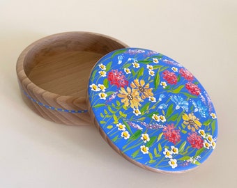 Wooden jewelry box "Summer", trinket box, rings box, han painted jewelry box, a gift for a girl, a gift for Mother, decor, Armenian art