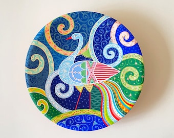 Decorative ceramic wall plate, wall plate painting, modern ceramics, abstract ceramics, large bright bowl, colorful bright hanging plate