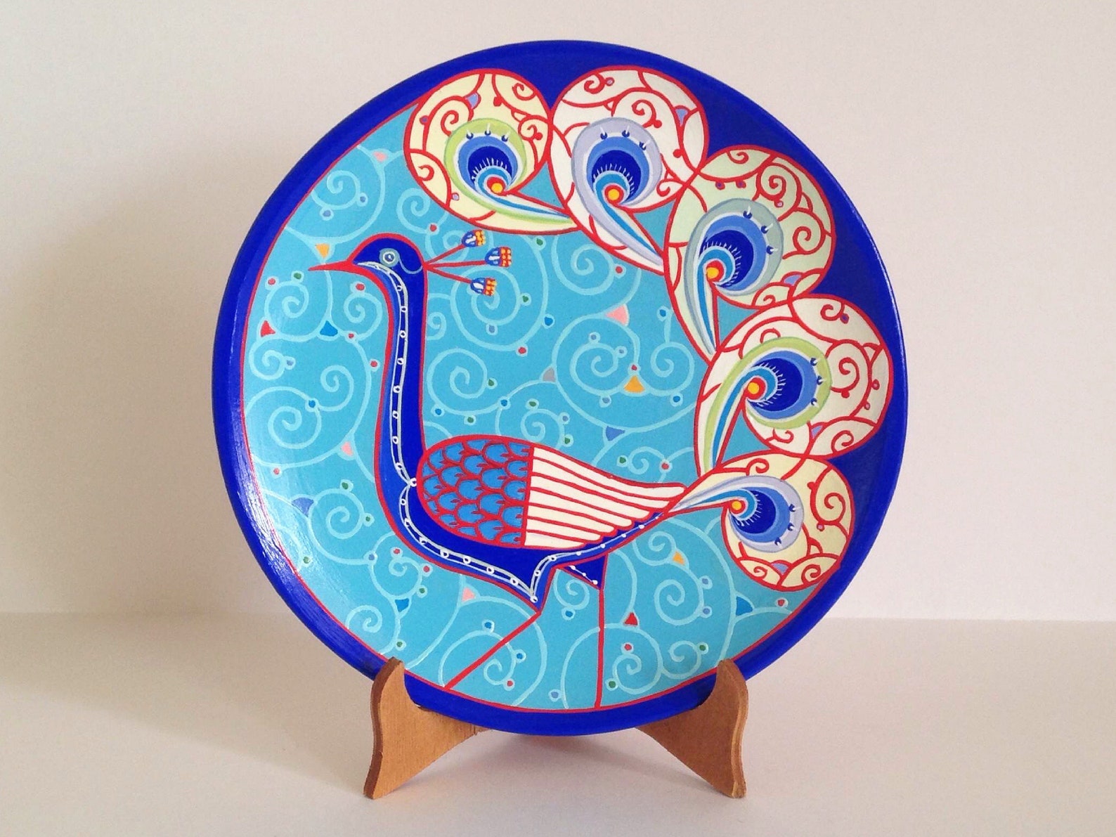 Decorative Plate peacock Ceramic Wall Art Etsy