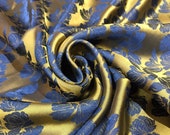 Golden Floral Fabric by Yard PURE MULBERRY SILK Statement Summer Textile Crafting Sewing Dress Pyjamas Clothes Making Seamstress Tools