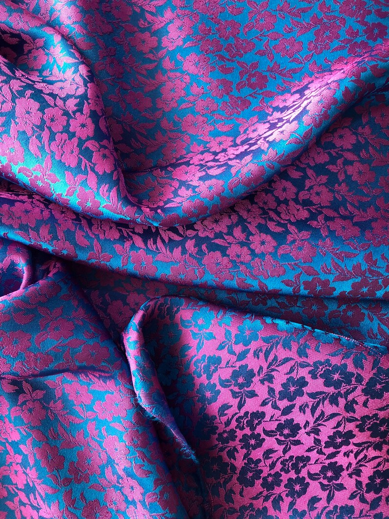 PURE MULBERRY SILK Fabric by the Yard Purple Floral Statement Etsy