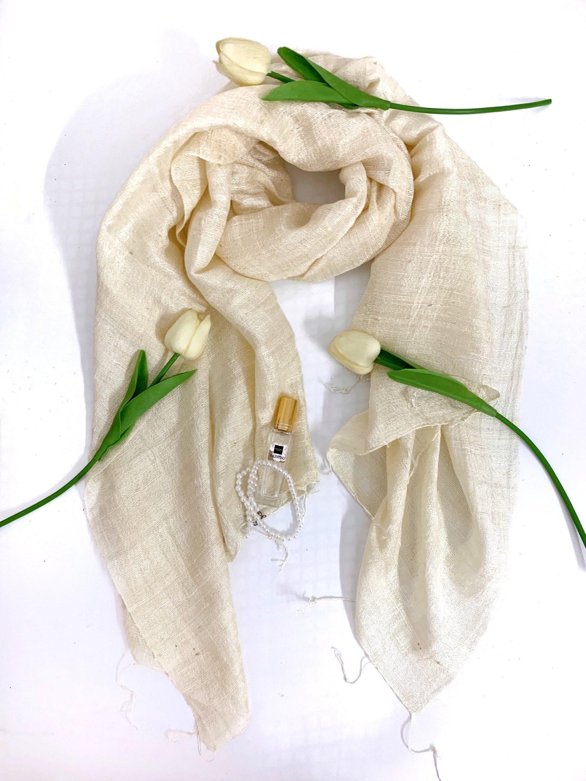 Handmade Raw Silk Scarf Raw Silk Shawl Wrapunisex Scarf Etsy