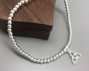 Trinity Knot Charm Bracelet, Sterling Silver Celtic Knot Bracelet